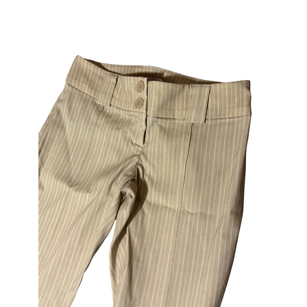 NWT Topshop Petite Tan Pinstripe Flare Leg Trousers Side Slit Pants US 2 NEW - Picture 2 of 10